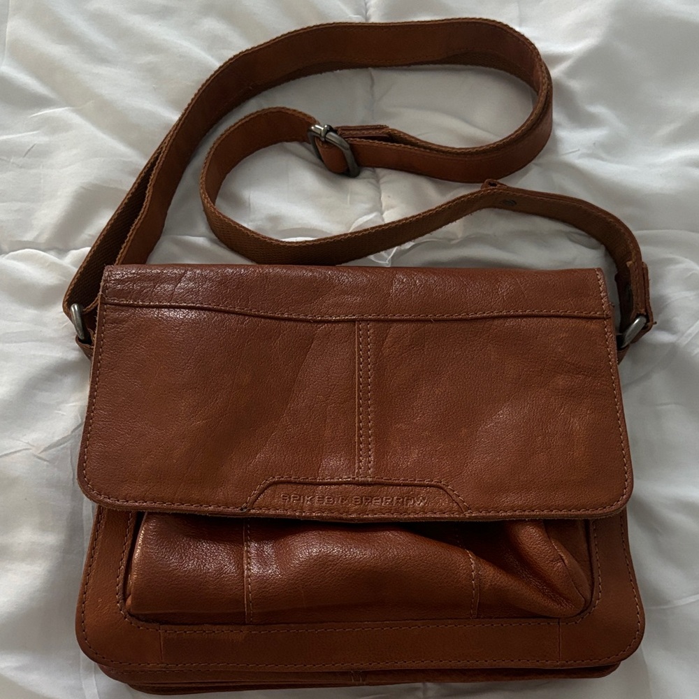 Spikes and Sparrow Brown Leather Crossbody Bag